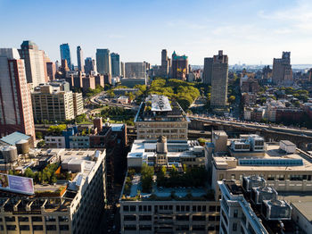 Aerial view of buildings in city