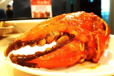 Close-up of meat in plate