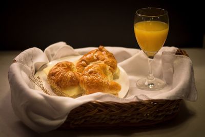 Close-up of breakfast served on table