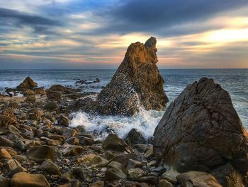 Scenic view of sea at sunset