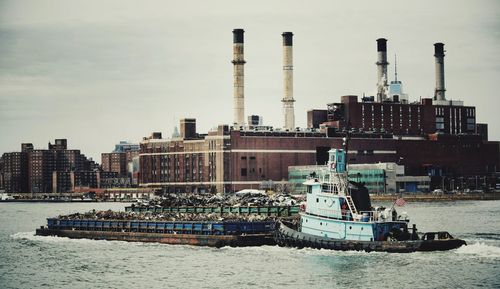 Harbor against sky