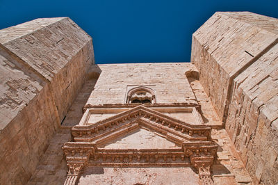 Facade of the norman castle named castel del monte,  apulia region, italy.