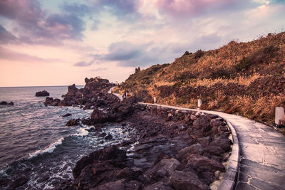 Scenic view of sea against sky during sunset