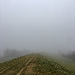 Scenic view of field against sky during winter