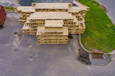 High angle view of construction site in city