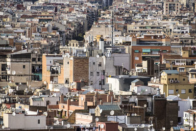 High angle view of buildings in city