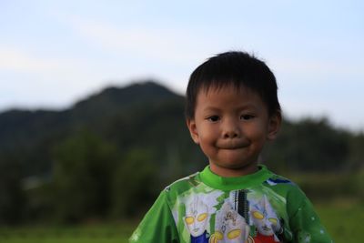 Portrait of cute boy outdoors