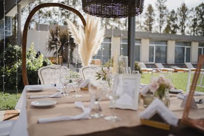 Table and chairs in restaurant