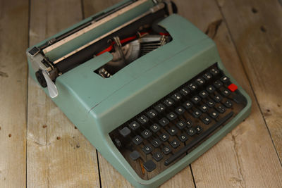 High angle view of computer keyboard on table