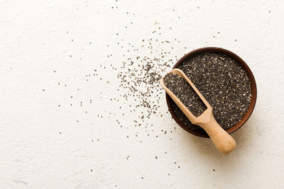 High angle view of coffee beans on table