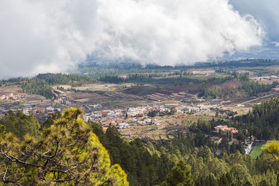 Aerial view of townscape against sky