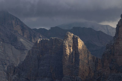 Panoramic view of mountains against cloudy sky