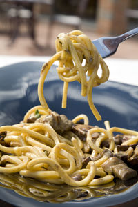 Close-up of mushrooms in plate