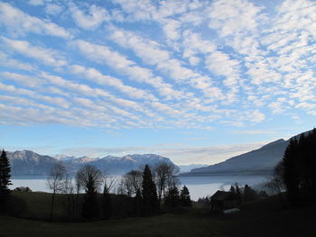 Scenic view of lake against sky