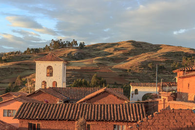 High angle view of townscape against sky