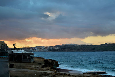 Scenic view of sea against sky during sunset