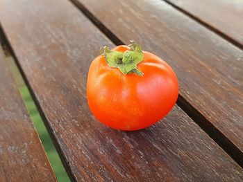 High angle view of tomatoes on table