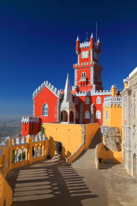 View of town against blue sky