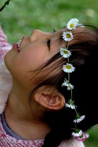 Girl with flower wreath