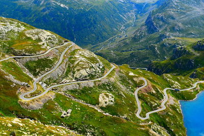 High angle view of mountain road