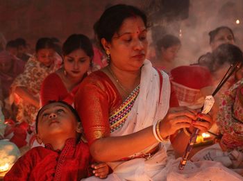 Mother and son at rakher upobash barodi lokhnath brahmachari ashram