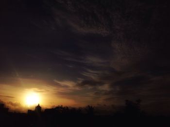 Silhouette trees against sky during sunset