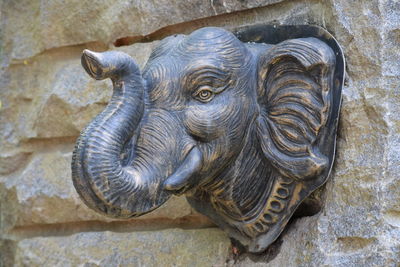 Close-up of lion statue