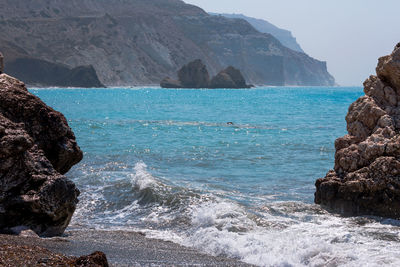 Scenic view of sea and rocks