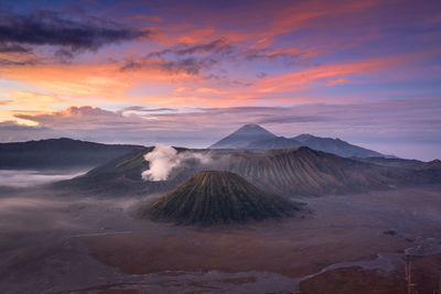 A colorful sky of mount bromo in the morning