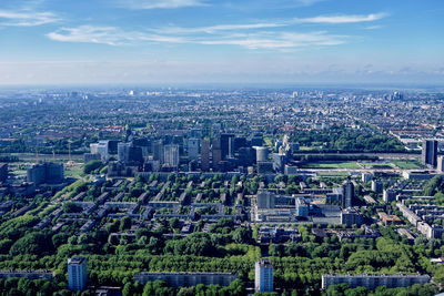 Aerial view of office buildings and apartments in amsterdam zuid and zuidas