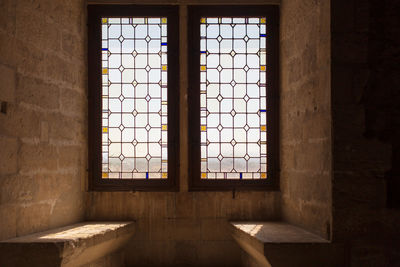 Close-up of window in historic building