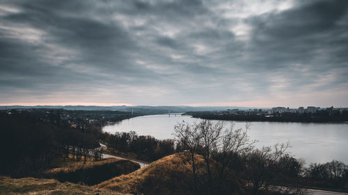 Scenic view of lake against sky