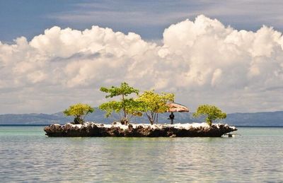 Scenic view of sea against cloudy sky