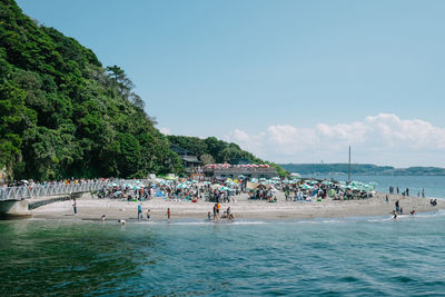 Tourists on beach