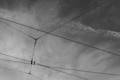 Low angle view of power lines against sky