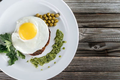 Directly above shot of food in plate on table