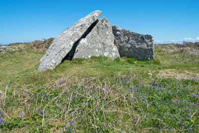 Scenic view of land against clear sky