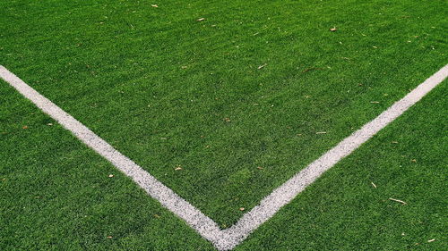 High angle view of soccer field