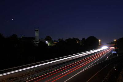 Light trails on highway at night