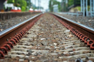 Close-up of railroad track