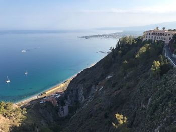 High angle view of sea against sky