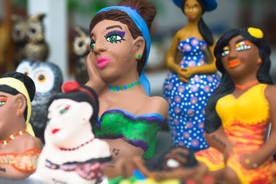 Close-up of toys for sale