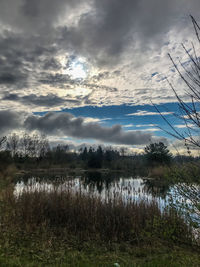 Scenic view of lake against sky