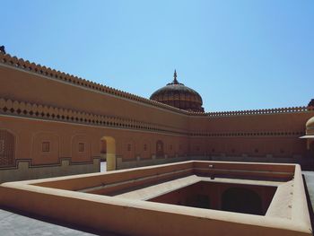 Low angle view of fort against clear sky