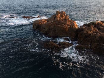 Rock formation in sea