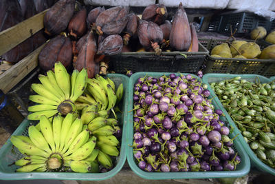 Fresh fruits and vegetables for sale in market