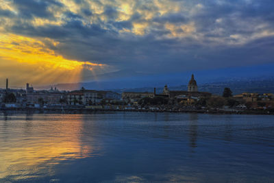 Panorama of riposto at sunset