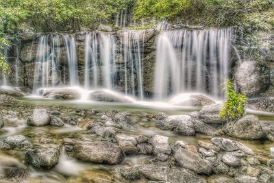 Scenic view of waterfall