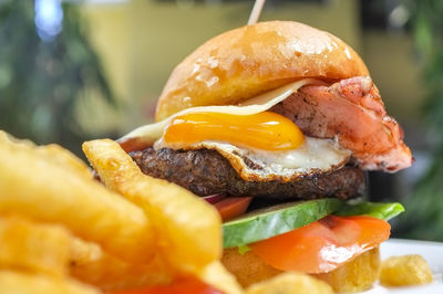 Close-up of burger