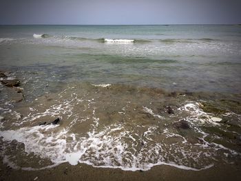 Scenic view of sea against clear sky